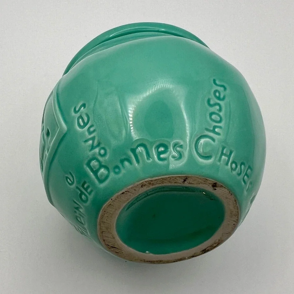 Anthropologie Spice Jar L'EPICE 4 Teal Ceramic French Canister Small Excellent